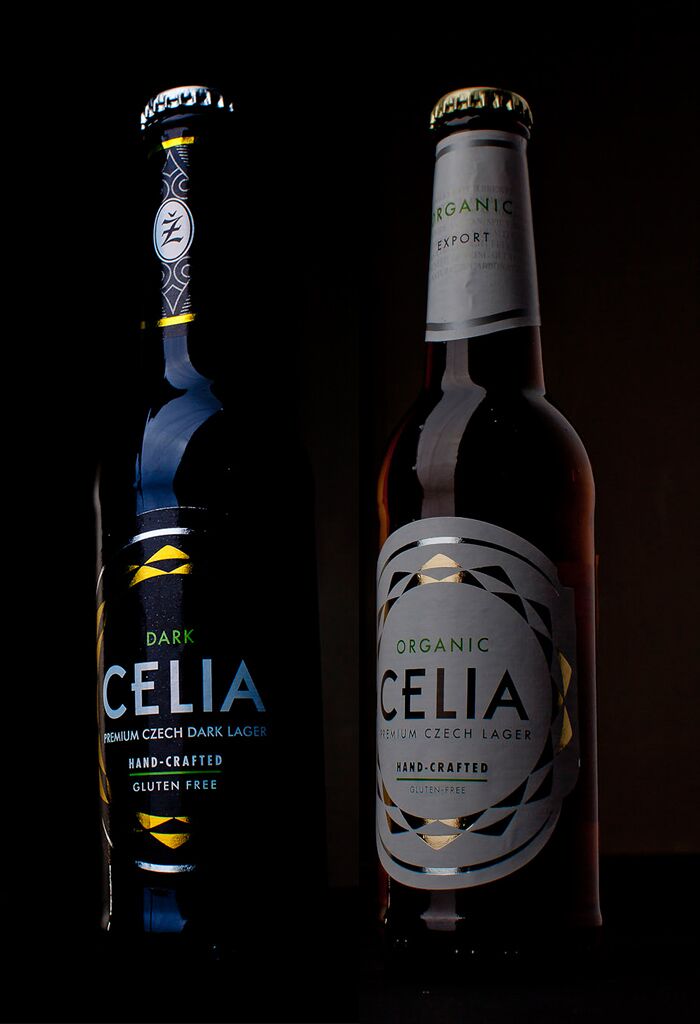 CELIA Organic and Dark bottles upright dark background